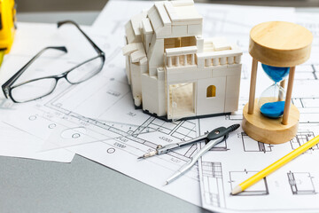 top view of architectural project of home interior design
