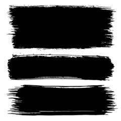 Black grungy stroke. Collection of ink black smears