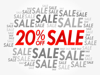 20% OFF Sale word cloud collage, business concept background