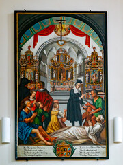 historic paintings fron the 17th century in the Heiligblut or "holy blood" chapel in Willisau in Switzerland