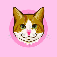 colorful cat head icon on pop art style