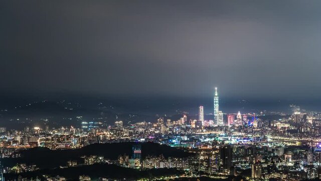 Time-lapse video of the Taipei 101 skyline in Xiangshan, Taiwan