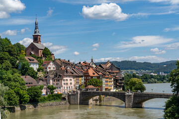 Fototapeta na wymiar view of the picturesque town of Laufenburg on the Rhine