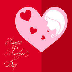 Happy Mothers's Day Typographical Design Card With Red Background