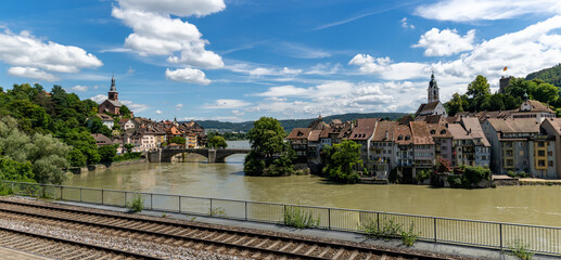 panorama view of the idyllic border town of Laufenburg on the Rhine in northern Switzerland © makasana photo