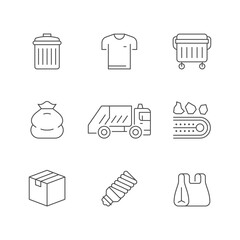Set line icons of trash