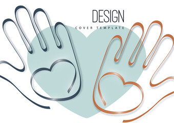 Palms of hands and heart. Creative design. The concept of support, charity, volunteering, love, kindness. Vector