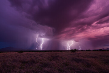 Multiple lightning strikes viewed from Coronado State Park.