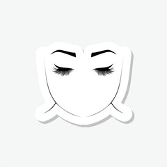 Face of a woman sticker icon isolated on gray background