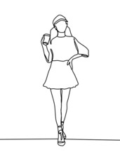 Drawings one line, young modeling poses