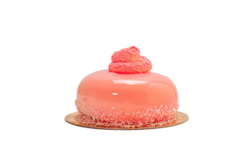 Pink pudding isolated on white