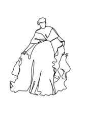 Drawings one line, young modeling poses