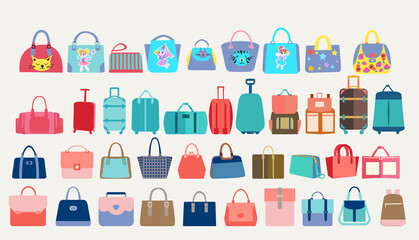 Set of  women bags and  travel luggage