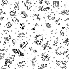 seamless doodle pattern, Board games