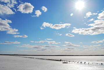 Salt Lake Eyre travel destination in Australia surreal dry lake with endless horizon