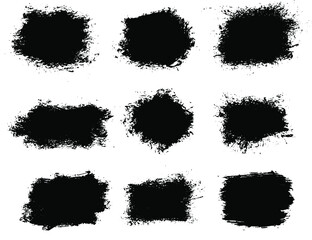 Ink spots set isolated on a white background. Grunge splatter dirt, stain, spray, splash with drops blots. High quality. Vector Illustration