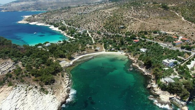 Thassos,a beautiful greek island seen from a drone 