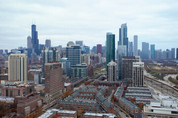 Naklejka na ściany i meble High-rise buildings of Chicago's skyline cityscape