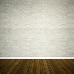 Concept or conceptual vintage or grungy brown background of natural wood or wooden old texture floor and concrete wall for contrast. A 3d illustration metaphor for time, material, solitude or rust