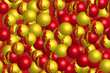 Abstract Yellow Red Balls 3D Seamless Illustration