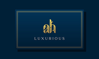 Vintage royal initial letter AH logo. This logo incorporate with luxurious typeface in the creative way. It will be suitable for Royalty, Boutique, Hotel, Heraldic, fashion and Jewelry.