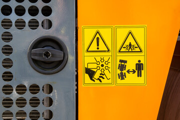 Heavy vehicle prohibition decals. 07 July 2020, Minsk Belarus. 07 July 2020, Minsk Belarus