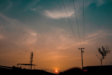 sunset in the city