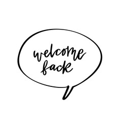 Welcome back phrase in white speech bubbles. Black and white vector illustration. Greeting sign.