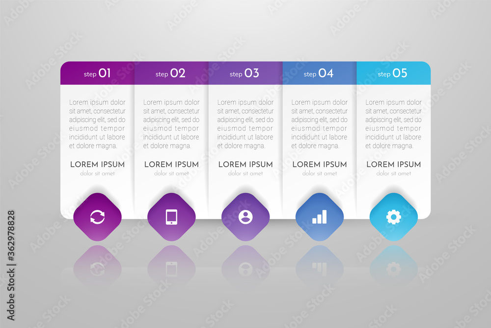 Poster infographic concept design with 5 options, steps or processes. can be used for workflow layout, annu
