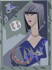 girl with jewelry in the modern style