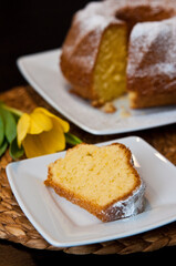 Polish lemon sand cake known as babka cake