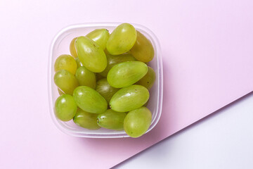 Fresh seasonal grapes in Plastic containers ready to eat To take away