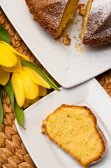 Polish lemon sand cake known as babka cake