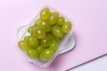 Fresh seasonal grapes in Plastic containers ready to eat To take away