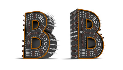Alphabet Punk style 3d rendering illustration with clipping paths.
