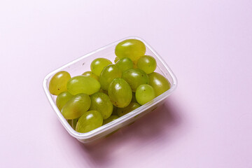 Fresh seasonal grapes in Plastic containers ready to eat To take away