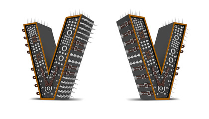 Alphabet Punk style 3d rendering illustration with clipping paths.