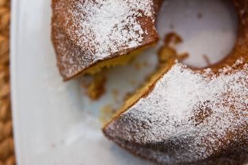 Polish lemon sand cake known as babka cake