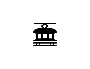 Tram vector flat icon. Isolated city transport, public transportation, tramway, tram car emoji illustration