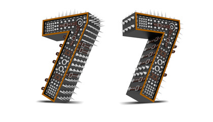 Number Punk style 3d rendering illustration with clipping paths.