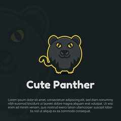 Vector illustration of cute panther logo, icon, sticker design template.