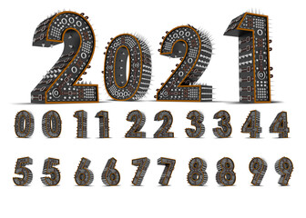 Number Punk style 3d rendering illustration.