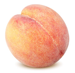 Isolated peach or nectarine. One whole peach isolated on white background with clipping path