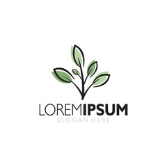 leaf nature organic icon and outline logo in vector
