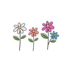 colorful flowers in flat style vector