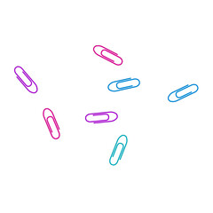 Stationary paperclips isolated on white background