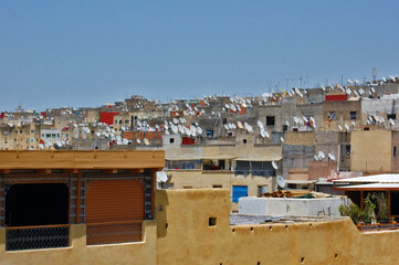 rooftops full of antennas in fez - morocco
