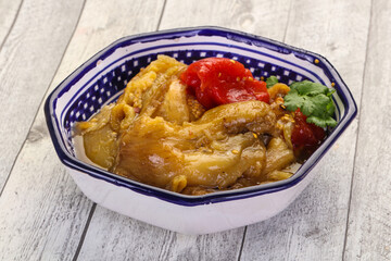 Caucasian cuisine - baked eggplant and tomato
