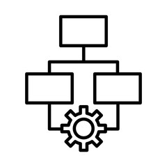 gear machine work with infographic line style icon
