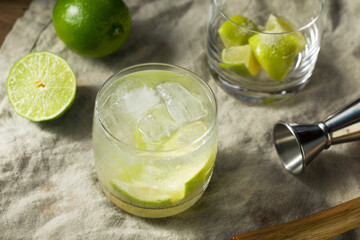 Refreshing Cold Caipirinha Cocktail with Cachaca